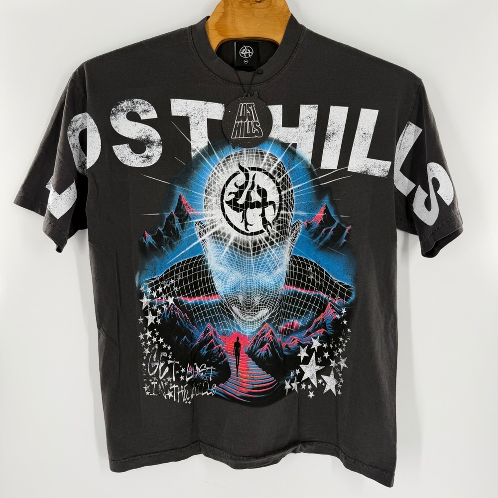 Lost Hills Get Lost In The Hills Graphic T-Shirt XL Faded Black Made in USA NEW